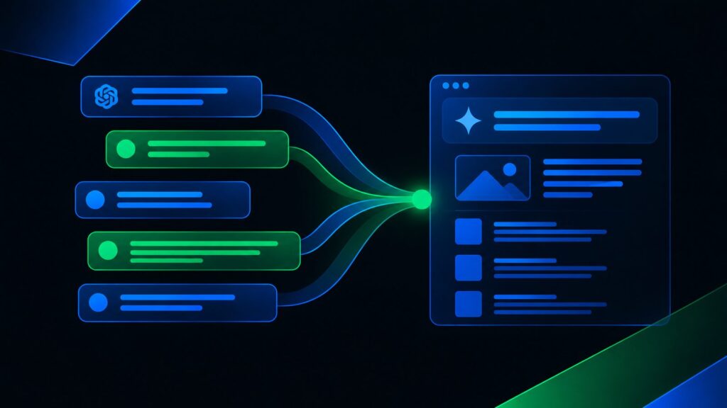 Abstract geometric illustration representing ChatGPT search and AI visibility
