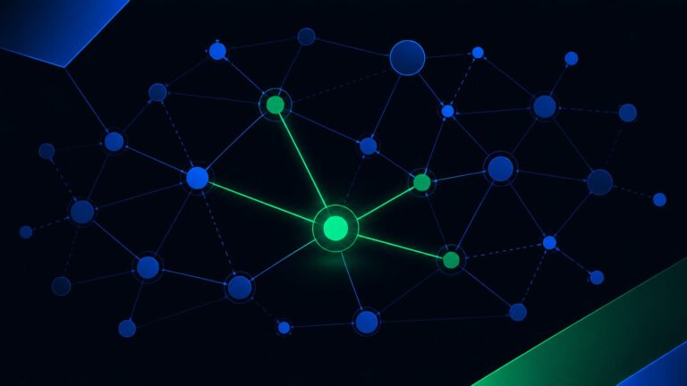Abstract geometric artwork representing citations flowing between large language models and web sources