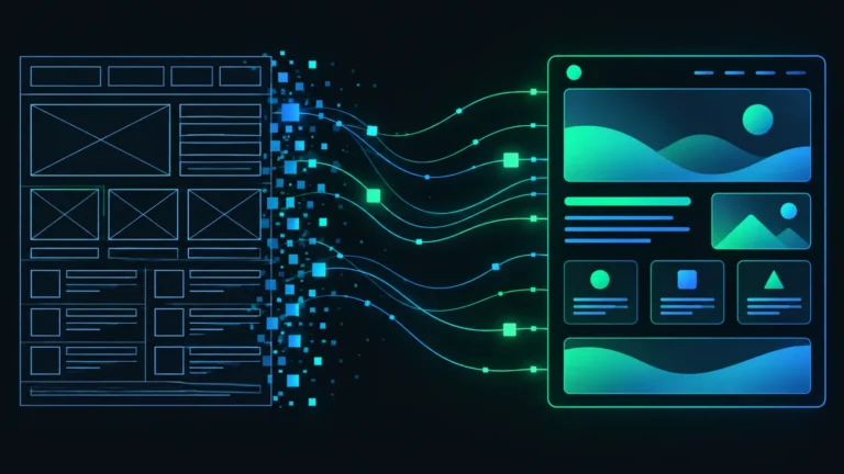 Abstract geometric graphic representing a website redesign that preserves search rankings